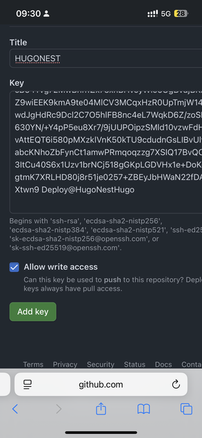 Paste Key and Enable Write